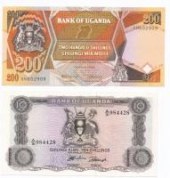 Uganda 1966. 10Sh + 1987. 200Sh T:I Uganda 1966. 10 Shilling + 1987. 200 Shilling C:UNC Krause 2.a, 32.a