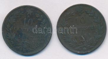 Olaszország 1867H 10c Cu "II. Viktor Emánuel" + 1894B/l 10c Cu "I. Umberto" T:2-...