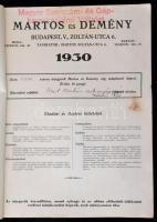 1930 Martos és Demény (Bp. V., Zoltán u. 6.) szerszámok, szerszámgépek és műszaki áruk árjegyzéke. K...