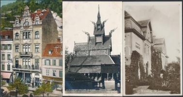 21 db RÉGI külföldi képeslap, vegyes minőségben / 21 pre-1945 European town-view postcards, mixed quality