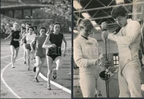 cca 1960-1990 Sportolókat ábrázoló fotók(úszó, vívó, focista, stb.), 7 db fotó, 18x13 cm