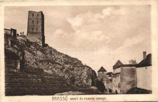Brassó, Kronstadt, Brasov; Graft és Fekete torony, kiadja Zeider H. könyvkereskedése / Graft bastion and the Black Tower (Rb)