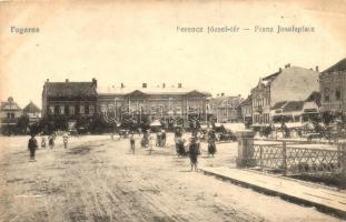 Fogaras, Fagaras; Ferenc József tér, Heinrich Enkelhardt üzlete, hotel, kávéház, kiadja Fleissig Jakab / square, shop, hotel, café (fl)