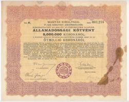 Budapest 1925. "Magyar Királyság 5%-kal kamatozó Járadékkölcsön Államadóssági Kötvény" 125...