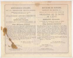 Budapest 1925. "Magyar Királyság 5%-kal kamatozó Járadékkölcsön Államadóssági Kötvény" 125...