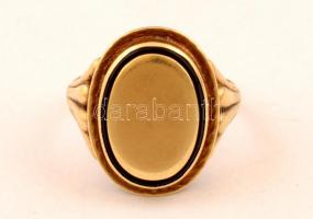 Arany (14k) pecsétgyűrű, zománc díszítéssel, jelzett, méret:60 nettó:7g
