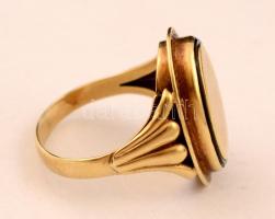 Arany (14k) pecsétgyűrű, zománc díszítéssel, jelzett, méret:60 nettó:7g