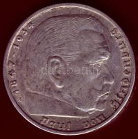 Német Birodalom 1937A 5M Ag "Hindenburg nagy h.k.-tel" T:2/3