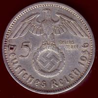 Német Birodalom 1936A 5M Ag "Hindenburg nagy h.k.-tel" T:2/3