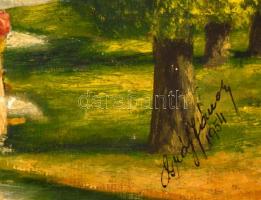 Gráf János (?-?): Mosó lány és asszony. Olaj, vászon, kopott, 30×40 cm