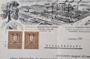 1928 Kispest, Hofherr gyár fejléces számla