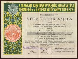 1923. "Magyar Köztisztviselők Fogyasztási, Termelő és Értékesítő Szövetkezete" üzletrészjegye 240K-ról
