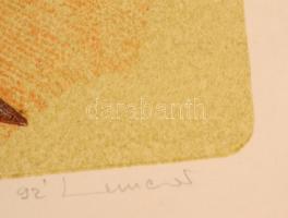 Lunczer Anikó (1942- ): Csokor. Színes linómetszet, papír, jelzett, feltekerve, 34×21 cm