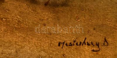 Mesterházy Dénes (?-?):  Kis kutyák Olaj, karton, piszkos, sérült keretben, 21×32 cm