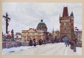 cca 1910 Jaroslav Setelik (1885-1955): Prag I. Prága, Minerva. Kiadói papírkötés. 17 kép a régi Prág...