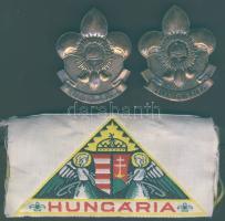 Cserkész kitűző, plakett + "Hungária" szövet karjelzés