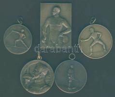 1922-42. 4db Br díjérme + 1db Br plakett "vívó" motívummal, benne szignáltak T:2