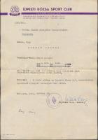 1963 Bp., Az Újpesti Dózsa Sport Club fejléces levélpapírjára írt levél sportlövő tanítási órákon való részvétele alól való felmentése ügyében