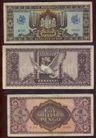 1945-46. 3db klf infla bankjegy "Papír- és Fémpénzkiállítás-Szolnok-1968..." prpaganda fny...