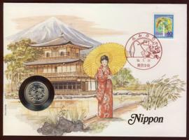 Japán 1956. 100Y érmés borítékon, gésa motívum, 40Y-es bélyeggel