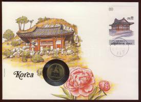 Dél-Korea 1985. 10c érmés borítékon, ország-virág motívum, 1984. 60c-es bélyeggel