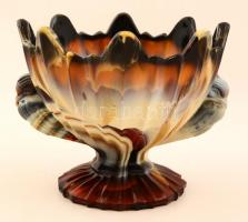 Art deco stílusú papagájos achát üveg kínáló, formába fúvott, jelzés nélkül,hibátlan, m: 16 cm., d: 19 cm.