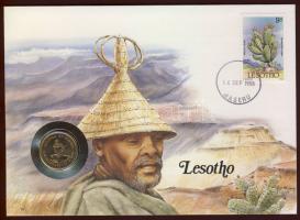 Lesotho 1988. 5L érmés borítékon, ország motívum-virág motívum, 9S bélyeggel