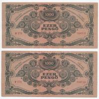 1945. 1000P (4x) párban sorszámkövető illetve egy ugrásos sorszámmal T:II fo., kis szakadás
Adamo P...