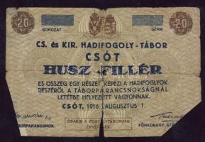 Csót/hadifogolytábor 1916. 20f T:IV