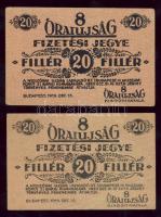 1919. "8 órai újság" fizetési jegye 20f-ről (2x) T:II,III