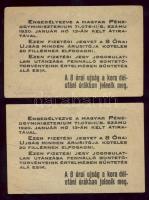 1919. "8 órai újság" fizetési jegye 20f-ről (2x) T:II,III