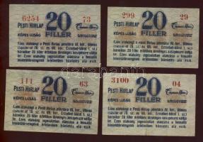 Cca 1920-as évek "Pesti Hírlap" 20f (4x) T:II,II/III
