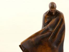 Melocco Miklós (1935-): Radnóti Miklós, bronz, jelzett, márvány talapzaton, utánöntés, m:20 cm