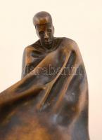 Melocco Miklós (1935-): Radnóti Miklós, bronz, jelzett, márvány talapzaton, utánöntés, m:20 cm