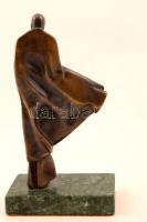 Melocco Miklós (1935-): Radnóti Miklós, bronz, jelzett, márvány talapzaton, utánöntés, m:20 cm