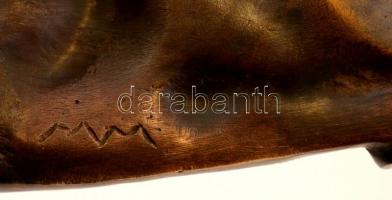 Melocco Miklós (1935-): Radnóti Miklós, bronz, jelzett, márvány talapzaton, utánöntés, m:20 cm