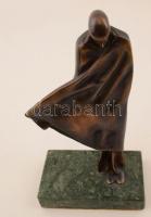 Melocco Miklós (1935-): Radnóti Miklós, bronz, jelzett, márvány talapzaton, utánöntés, m:20 cm