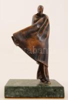 Melocco Miklós (1935-): Radnóti Miklós, bronz, jelzett, márvány talapzaton, utánöntés, m:20 cm