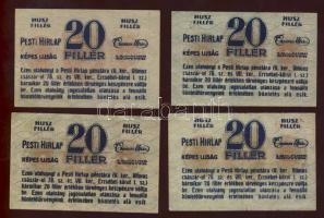 Cca 1920-as évek "Pesti Hírlap" 20f (4x) T:II,II/III