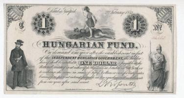 1852. 1$ "C" "Kossuth bankó" piros kézi sorszámozással T:I,I-  Hungary 1852. 1 Dollar "C" with red serial number C:UNC,AU Adamo G117/1b