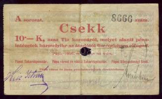 1919. "Pápai csekk" 10K,20K,50K T:III