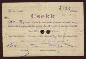1919. "Pápai csekk" 10K,20K,50K T:III