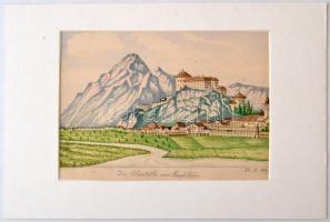 Jelzés nélkül: Kufstein 1897, akvarell, papír, paszpartuban, 14×19,5 cm