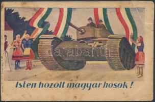 Isten hozott magyar hősök II. világháborús magyar katonai propaganda képeslap / Hungarian WWII military propaganda postcard (b)
