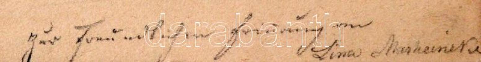 Marheiner(?) jelzéssel: Torony, ceruza, papír, paszpartuban, 12,5×17,5 cm