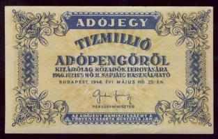 1946. 10.000.000AP hátlapon erős fehér lemezhiba T:I