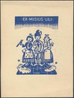 Vadász Endre (1901-1944): Ex musicis Lili. Fametszet, papír, jelzett  a dúcon, 5,5×4  cm