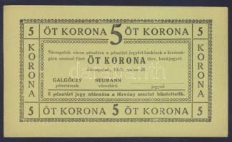 Sárospatak 1919. 5K előlap aláírás és sorszám nélkül T:I