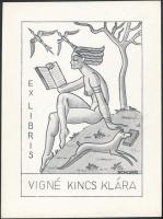 Schorr Tibor (?-?): Erotikus art deco exlibris Vigné Kincs Klára. Klisé, papír, jelzett a klisén, 9×6 cm