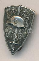~1930. Országos Frontharcos Szövetség fém miniatűr gomblyukjelvény, hátoldalon BERÁN N. BPEST DÖBRENTEI U. 2. gyártói jelzéssel (27x17mm) T:2  Hungary ~1930. Hungarian Front Fighters Association metal miniature button badge with makers mark BERÁN N. BPEST DÖBRENTEI U. 2. (27x17mm) C:XF